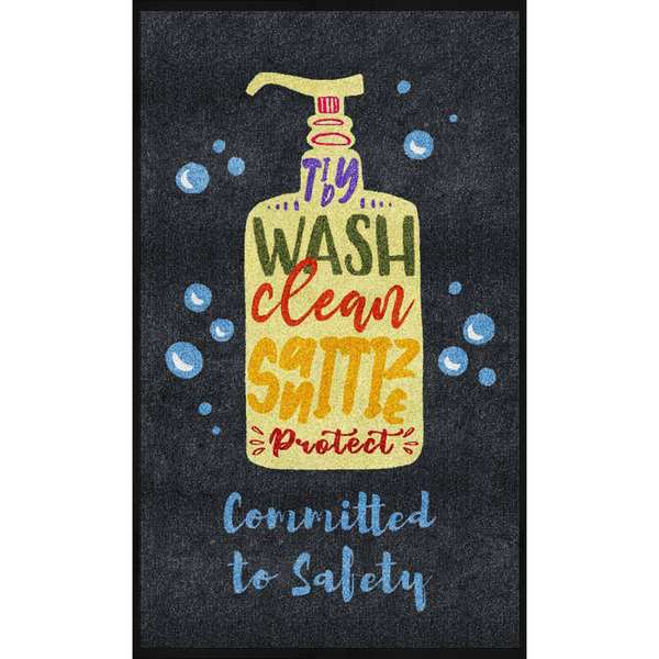 Colorstar Message Mat, Committed to Safety 3' x 5' vertical, Smooth Backing 3024241-825135140